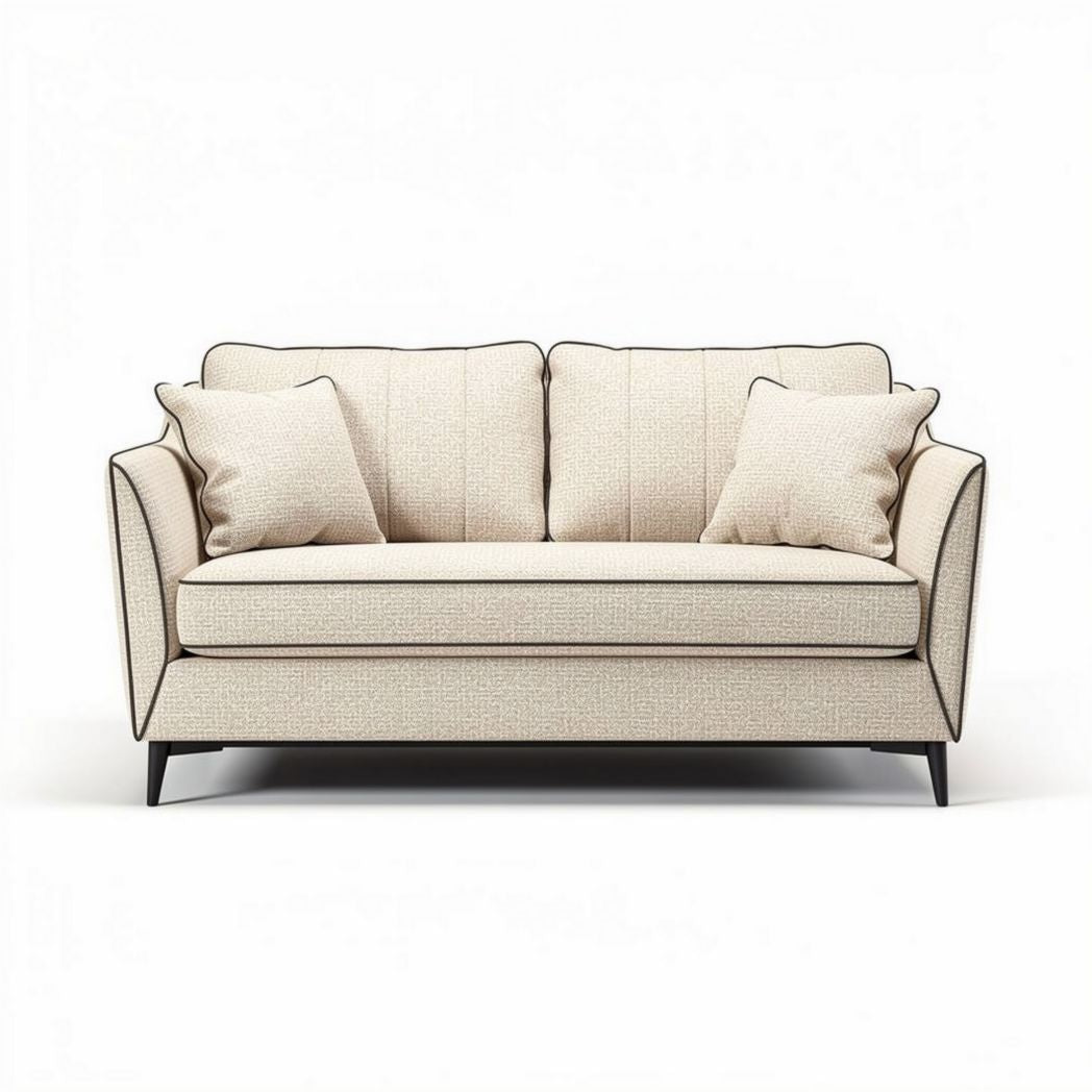 Canapé en tissu beige avec coussins déhoussables dimensions 180 x 90 x 85cm