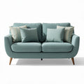 Canapé en tissu bleu 150 x 80 x 70 cm avec coussins décoratifs et pieds en bois