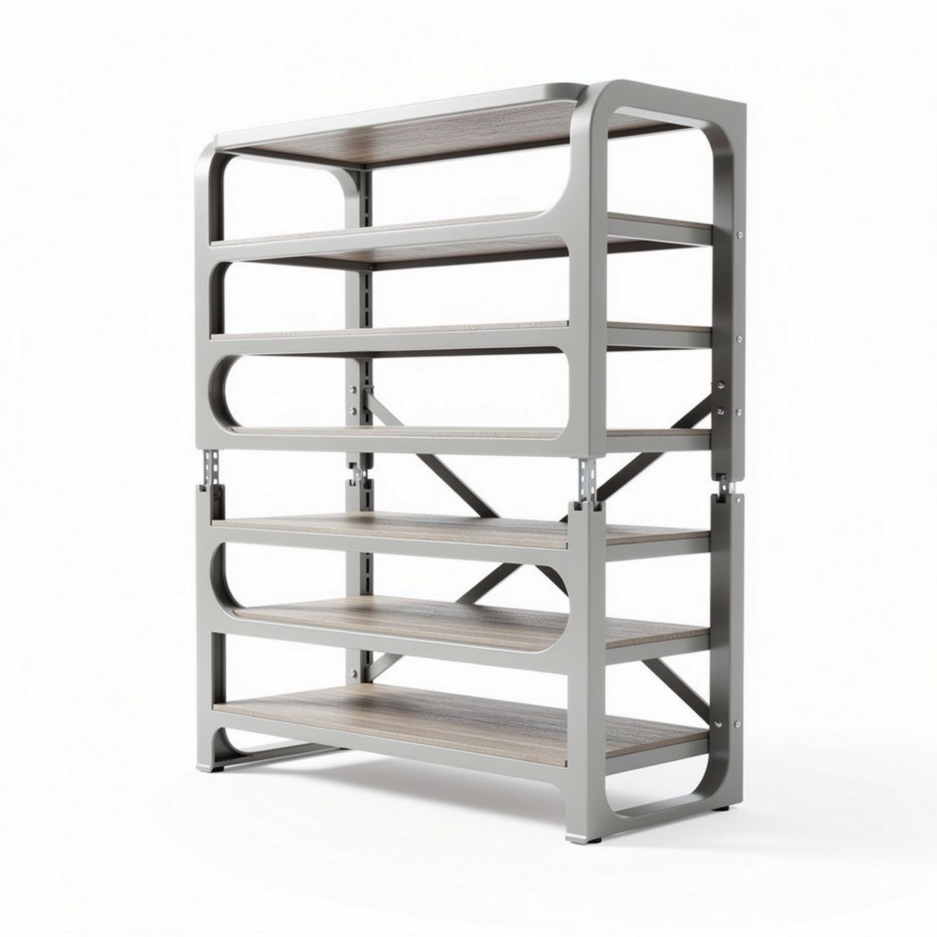 Étagère en métal et bois avec cinq étagères de rangement 90 x 30 x 120 cm