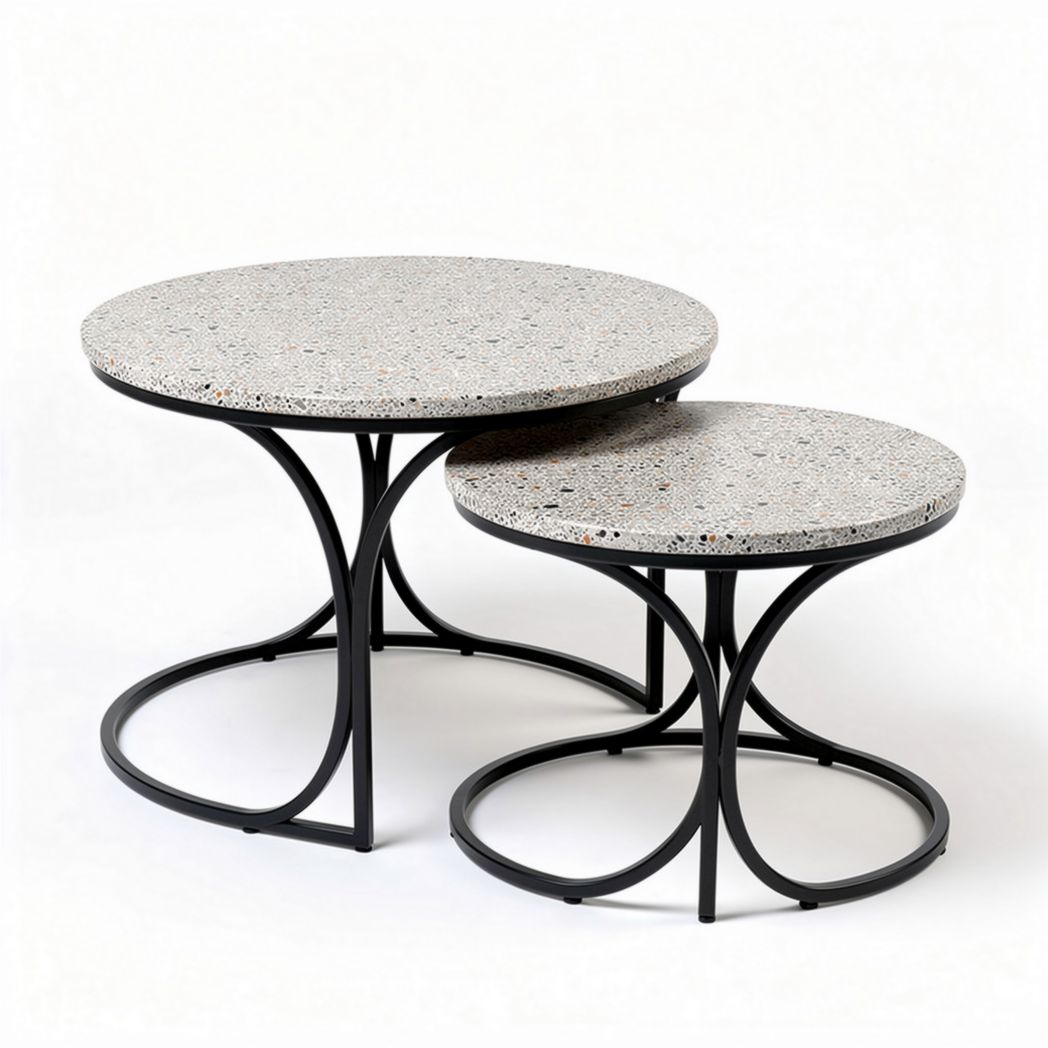 Table basse en béton décoratif avec support en métal noir 30 x 30 x 40cm