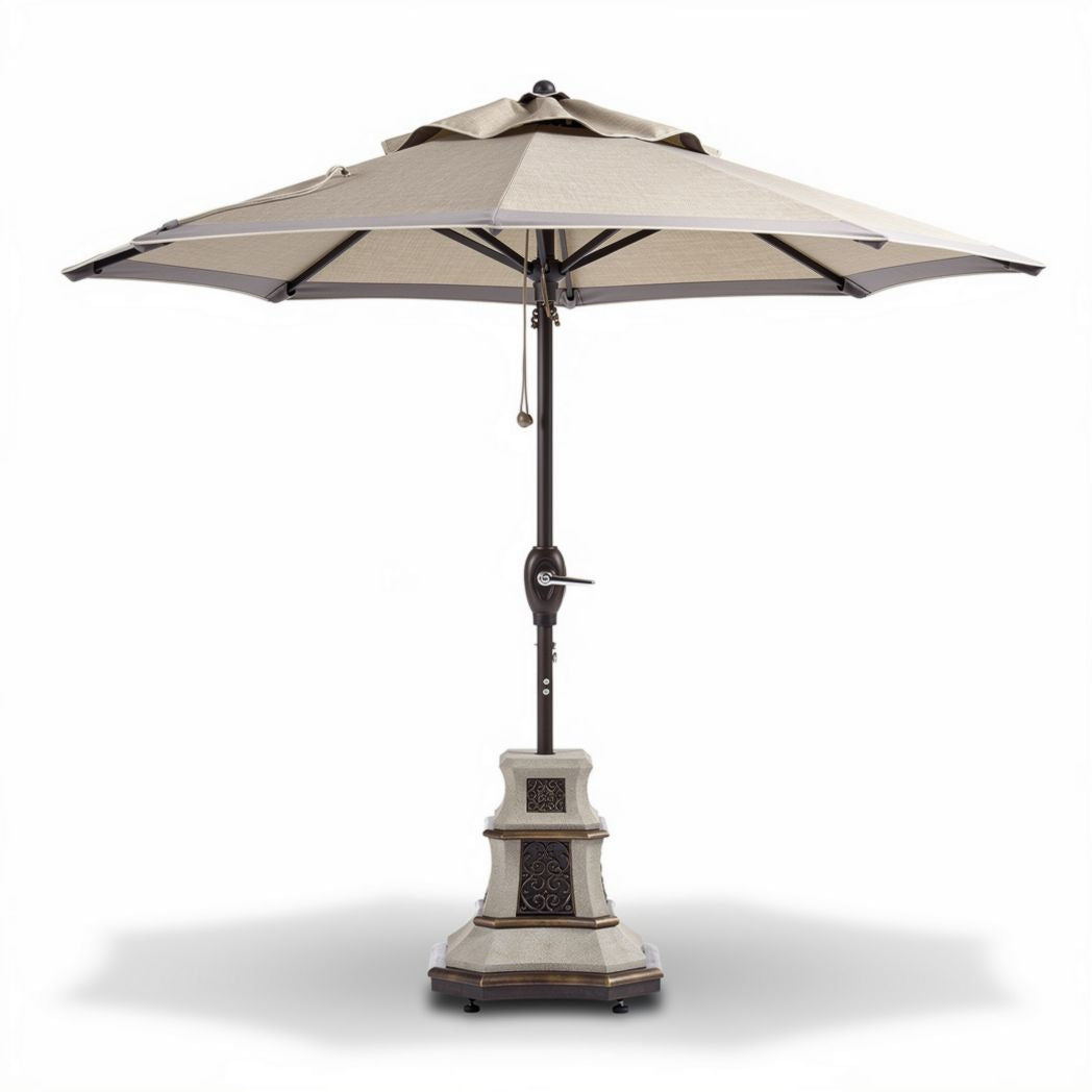Parasol de jardin 200 x 200 x 250cm en polyester beige avec structure en métal
