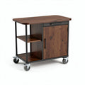 Chariot de cuisine en bois marron avec casiers et roulettes 80 x 45 x 90cm
