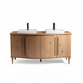 Meuble de salle de bain en bois avec double vasque blanc 150 x 50 x 80cm