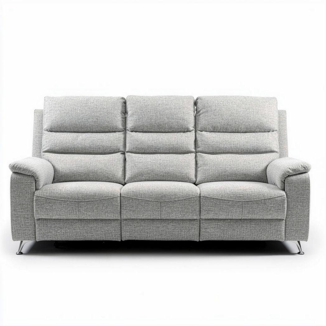 Canapé en tissu gris avec fauteuils inclinables dimensions 210 x 90 x 85cm