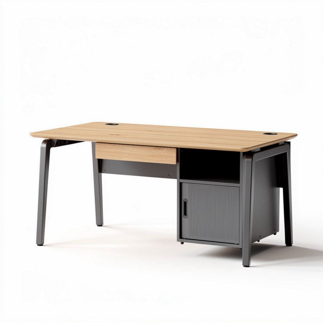 Bureau en bois de chêne avec rangement intégré dimensions 150 x 75 x 75cm